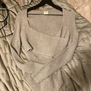 Abercrombie & fitch wrap grey body suit